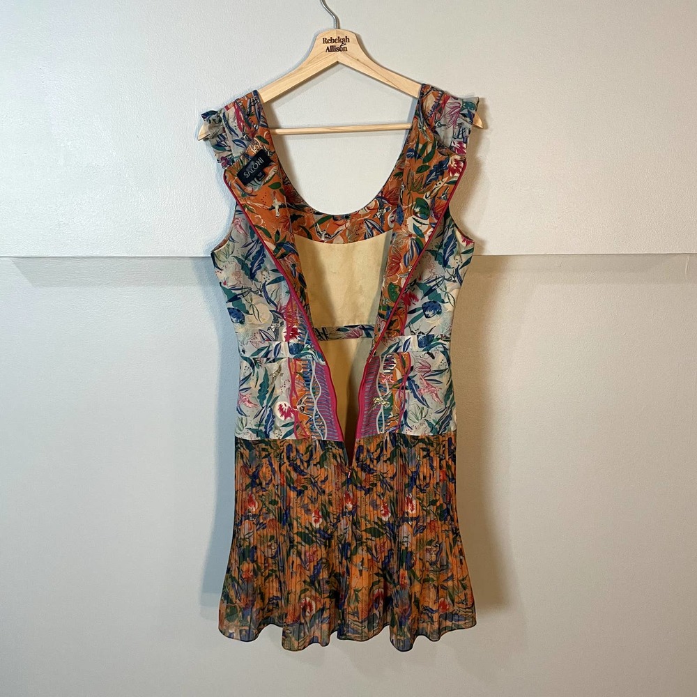 SALONI Elodie Lunar Flight Dress Pleated Floral Tropical Dress Size 6 - Picture 16 of 16